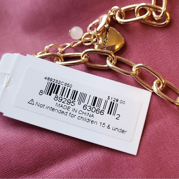 Betsey Johnson NWT Shell Necklace Pink Crystals & Floral Print Design (J028) - Picture 4 of 6